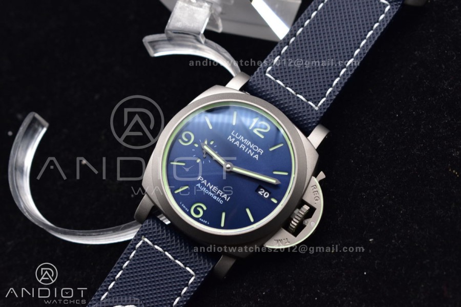 PAM1117 Titanium VSF 1:1 Best Edition Blue Dial on Blue Kevlar Composite Strap P.9010