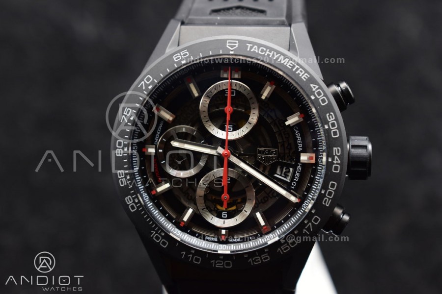 Carrera Cal. HEUER 01 45mm Full Blk Ceramic XF A1887