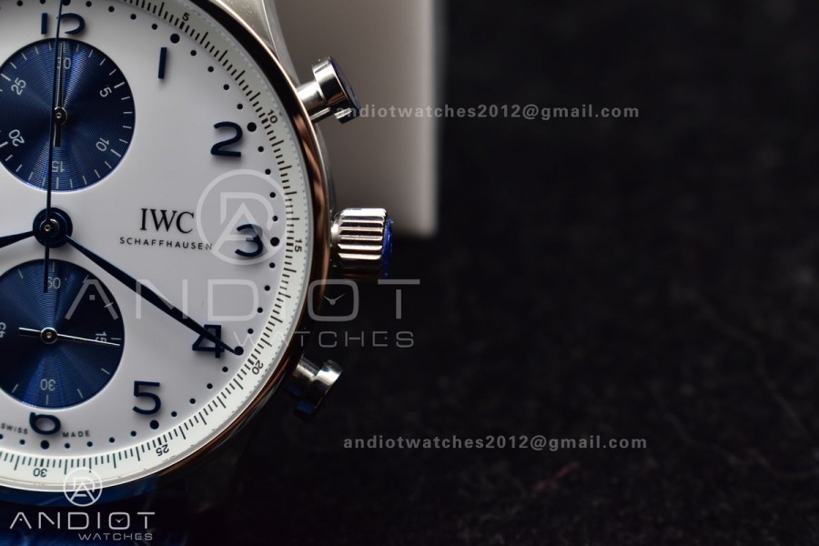 Portuguese Chrono IW371620 ZF 1:1 Best Edition White/Blue Dial on Blue Leather Strap A69355