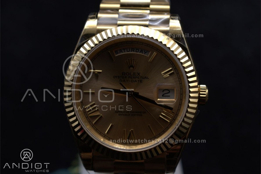 DayDate 40 RG GSF Gain Weight Gold Roman Dial on President Bracelet A2836