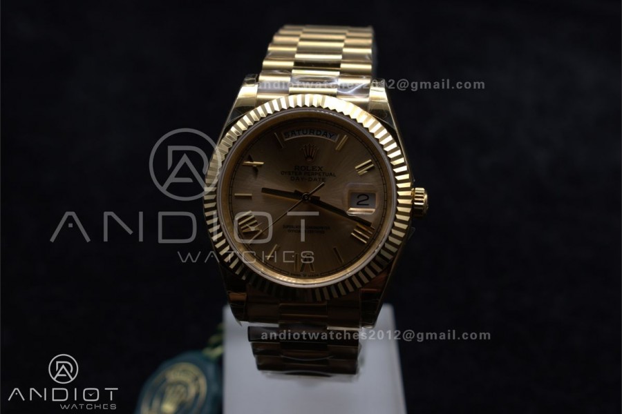 DayDate 40 RG GSF Gain Weight Gold Roman Dial on President Bracelet A2836