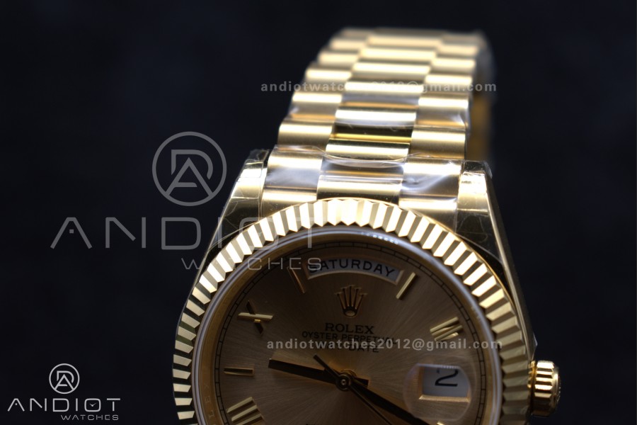 DayDate 40 RG GSF Gain Weight Gold Roman Dial on President Bracelet A2836