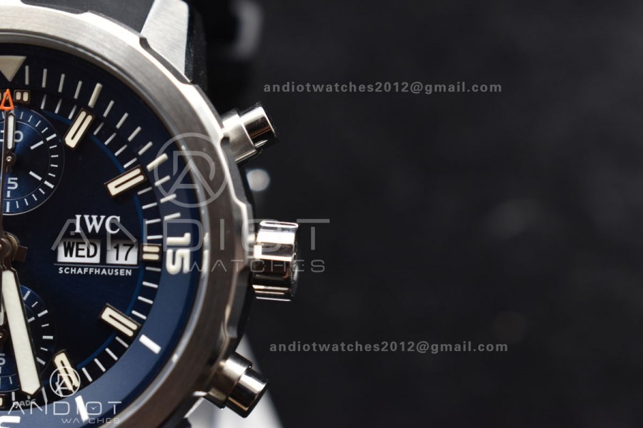 Aquatimer Chrono SS AZF 1:1 Best Edition Blue Dial on Rubber Strap A7750