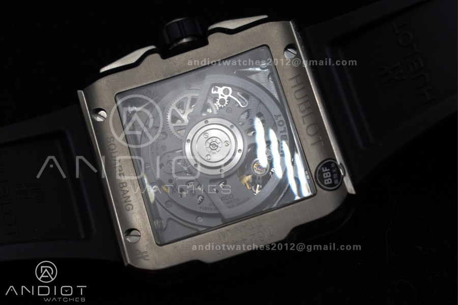 Square Bang Unico 42mm Titanium BBF 1:1 Best Edition Skeleton Dial on Black Rubber Strap A1280