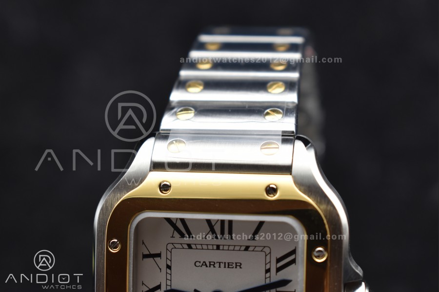 Santos de Cartier 35mm SS/YG BVF 1:1 Best Edition White Dial on SS/YG SmartLinks Bracelet MIYOTA 9015 V2