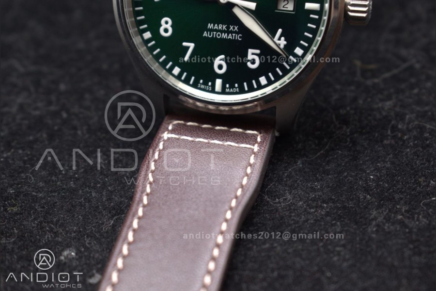 Pilot Mark XX IW328205 ZF 1:1 Best Edition Green Dial on Brown Leather Strap A32111