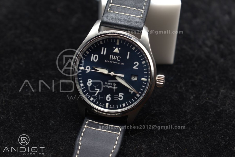 Pilot Mark XX IW328203 ZF 1:1 Best Edition Blue Dial on Dark Blue Leather Strap A32111