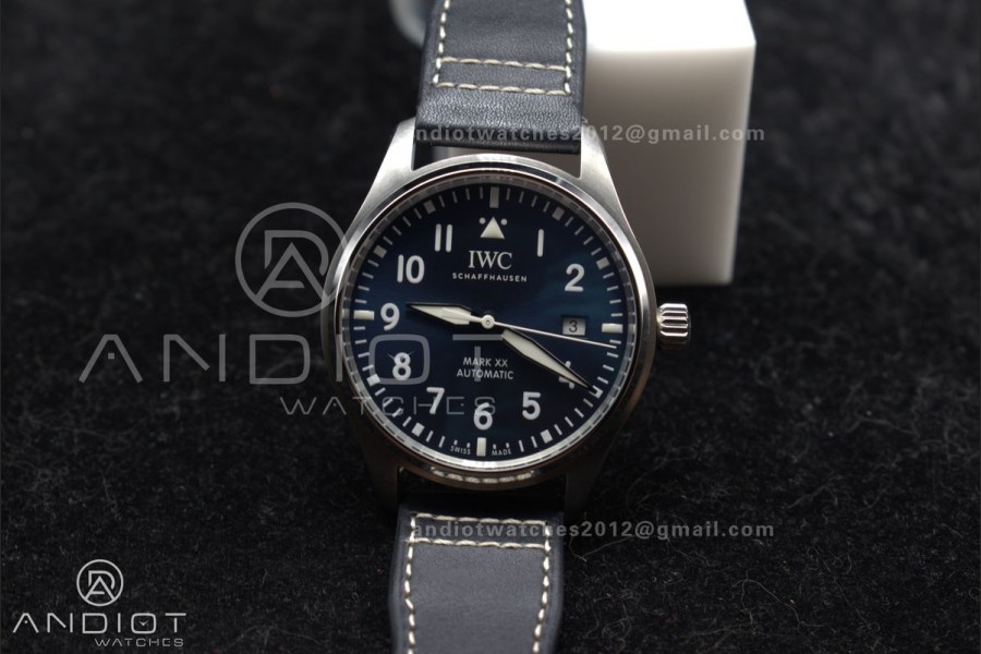 Pilot Mark XX IW328203 ZF 1:1 Best Edition Blue Dial on Dark Blue Leather Strap A32111