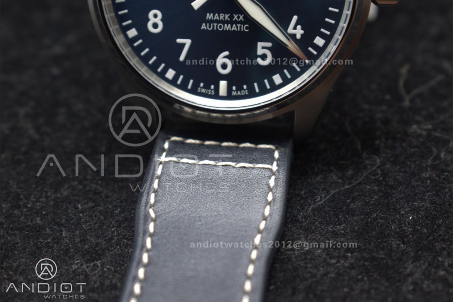 Pilot Mark XX IW328203 ZF 1:1 Best Edition Blue Dial on Dark Blue Leather Strap A32111