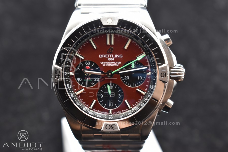 Chronomat B01 44mm SS BLSF 1:1 Best Edition Red Dial On SS Bracelet A7750