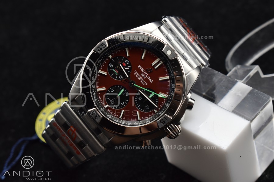 Chronomat B01 44mm SS BLSF 1:1 Best Edition Red Dial On SS Bracelet A7750