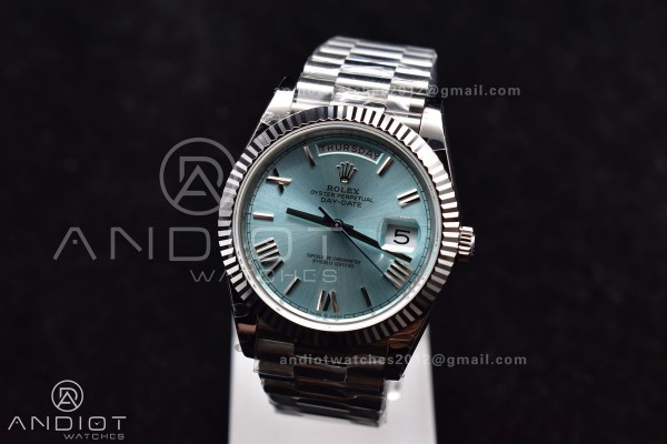 DayDate 40 SS GMF 904L Steel Iced Blue Dial Roman ...