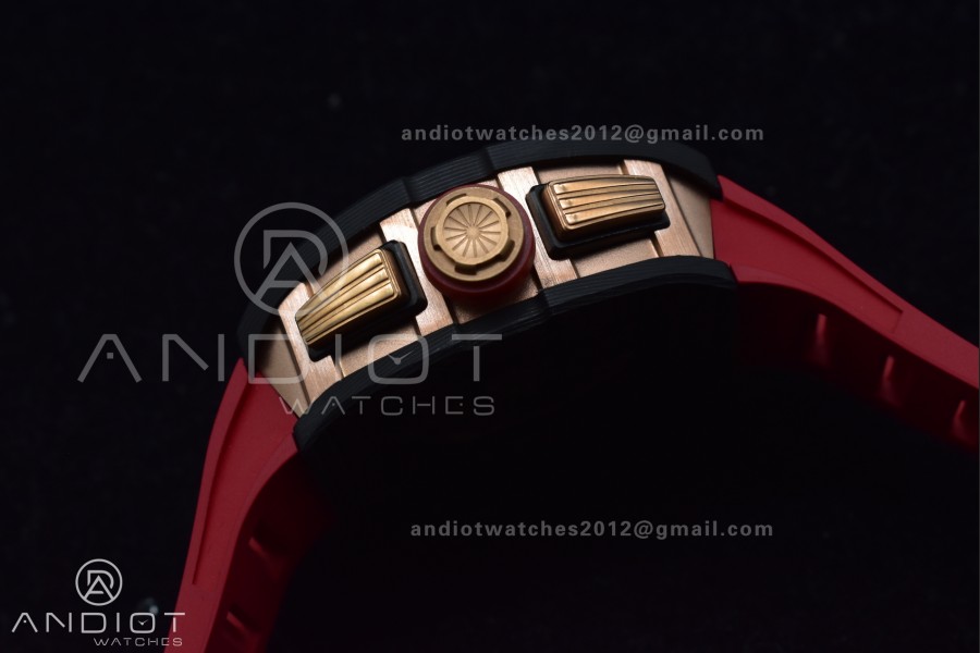 RM011 NTPT Chrono Lotus KVF 1:1 Best Edition Crystal Dial on Red Rubber Strap A7750 V2