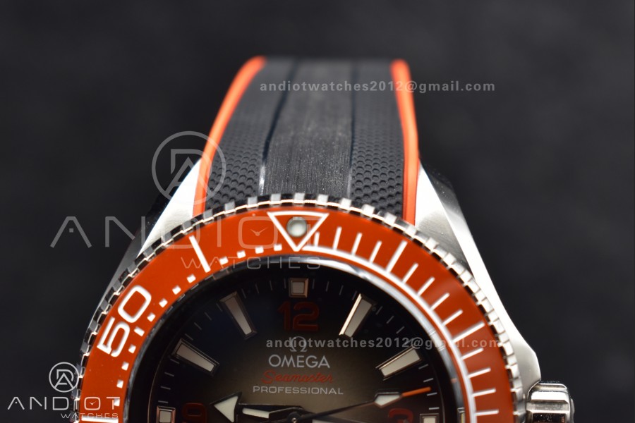 Seamaster 6000M Ultra Deep SS TF 1:1 Best Edition Gray Dial Orange Ceramic Bezel on Black Rubber Strap A2824