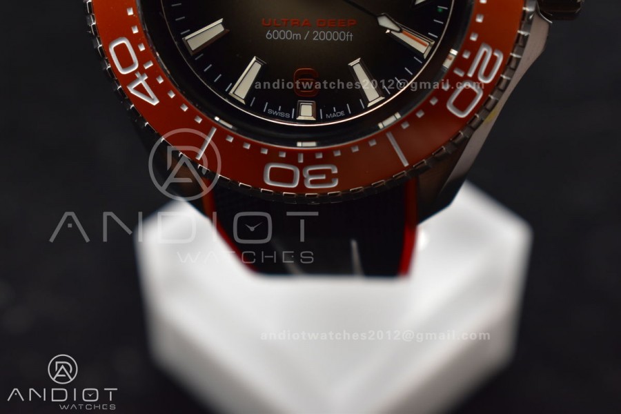 Seamaster 6000M Ultra Deep SS TF 1:1 Best Edition Gray Dial Orange Ceramic Bezel on Black Rubber Strap A2824