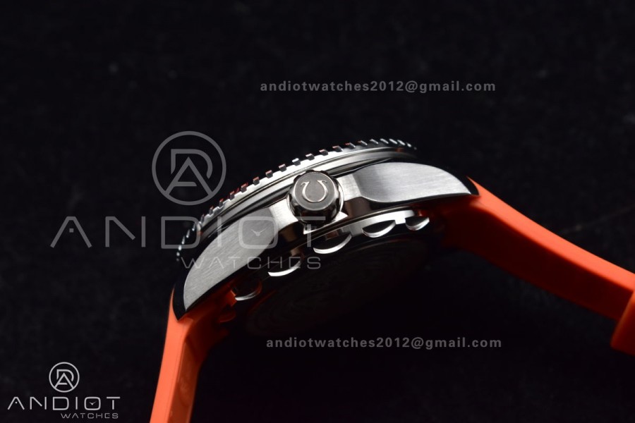 Seamaster 6000M Ultra Deep SS TF 1:1 Best Edition Gray Dial Orange Ceramic Bezel on Black Rubber Strap A2824