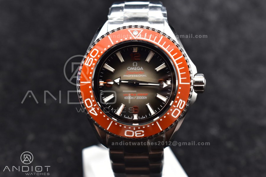 Seamaster 6000M Ultra Deep SS TF 1:1 Best Edition Gray Dial Orange Ceramic Bezel on SS Bracelet A2824