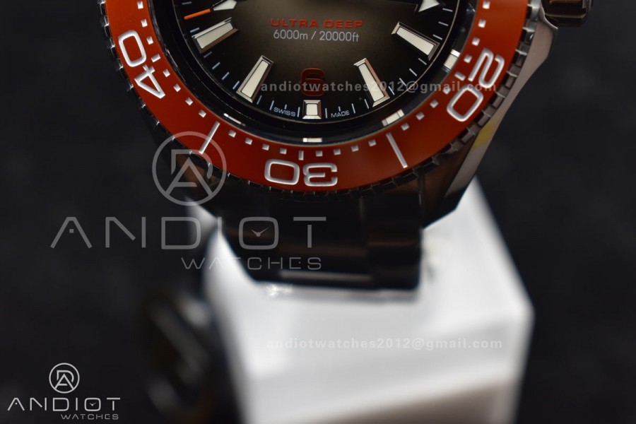 Seamaster 6000M Ultra Deep SS TF 1:1 Best Edition Gray Dial Orange Ceramic Bezel on SS Bracelet A2824