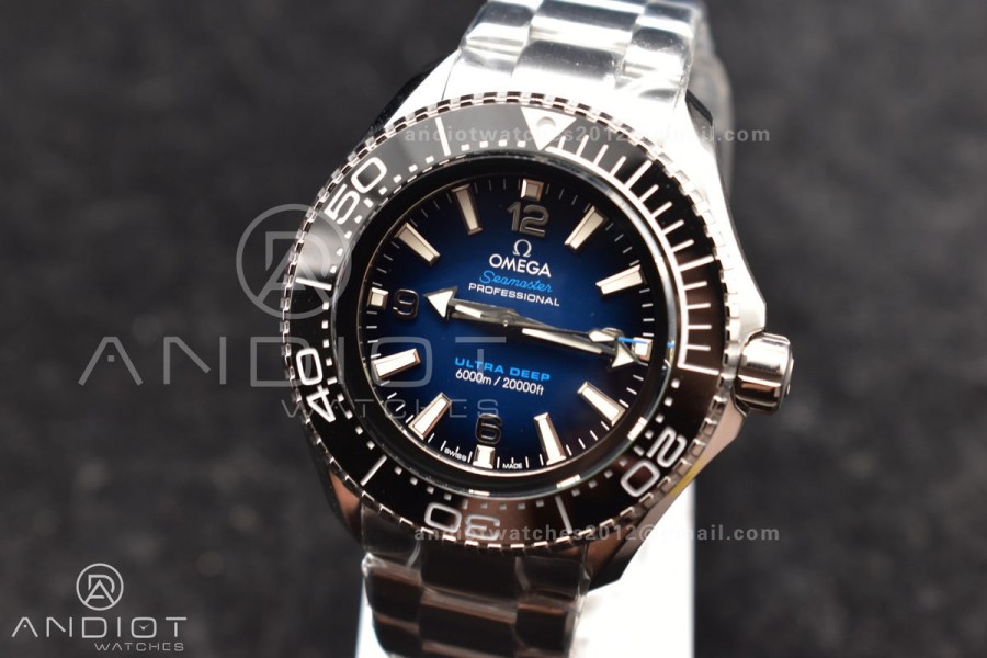 Seamaster 6000M Ultra Deep SS TF 1:1 Best Edition Blue Dial Black Ceramic Bezel on SS Bracelet A2824