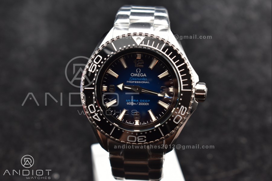 Seamaster 6000M Ultra Deep SS TF 1:1 Best Edition Blue Dial Black Ceramic Bezel on SS Bracelet A2824