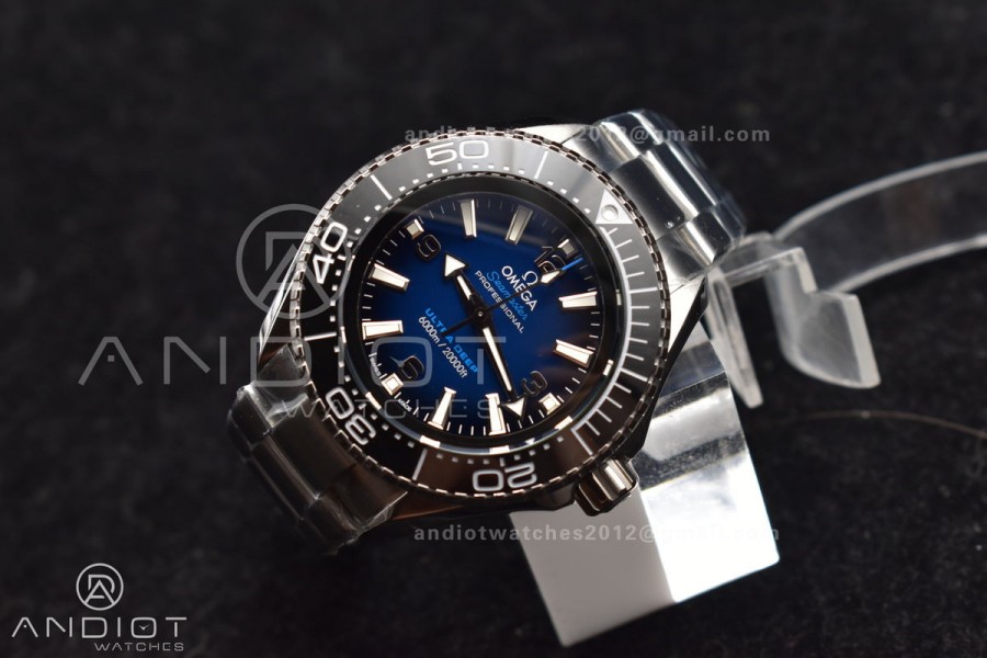 Seamaster 6000M Ultra Deep SS TF 1:1 Best Edition Blue Dial Black Ceramic Bezel on SS Bracelet A2824