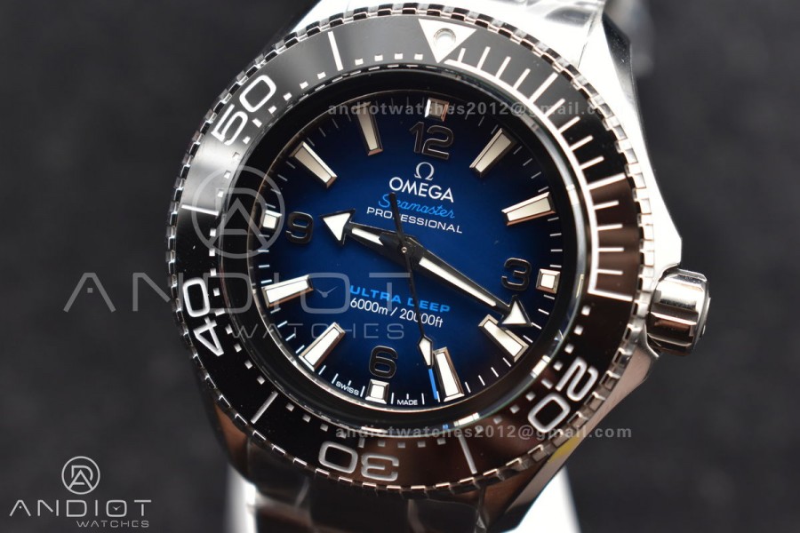 Seamaster 6000M Ultra Deep SS TF 1:1 Best Edition Blue Dial Black Ceramic Bezel on SS Bracelet A2824