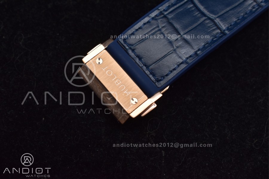 Classic Fusion 45mm SS HBF 1:1 Best Edition Blue Dial with Diamond Bezel on Blue Gummy Strap A2892