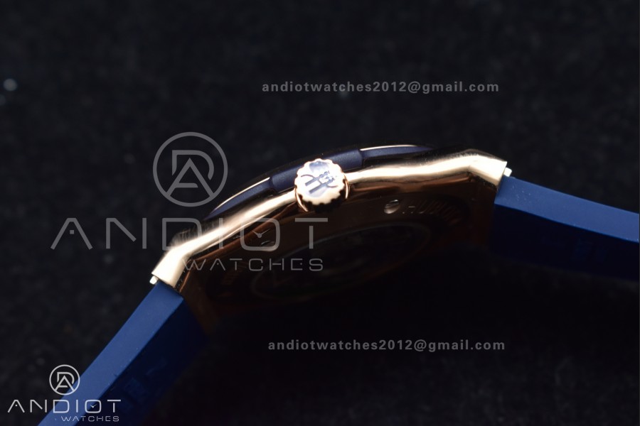 Classic Fusion 45mm SS HBF 1:1 Best Edition Blue Dial with Diamond Bezel on Blue Gummy Strap A2892