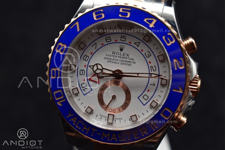 YachtMaster II 116681 SS/RG KF 1:1 Best Edition White Dial on SS/RG Bracelet A7750