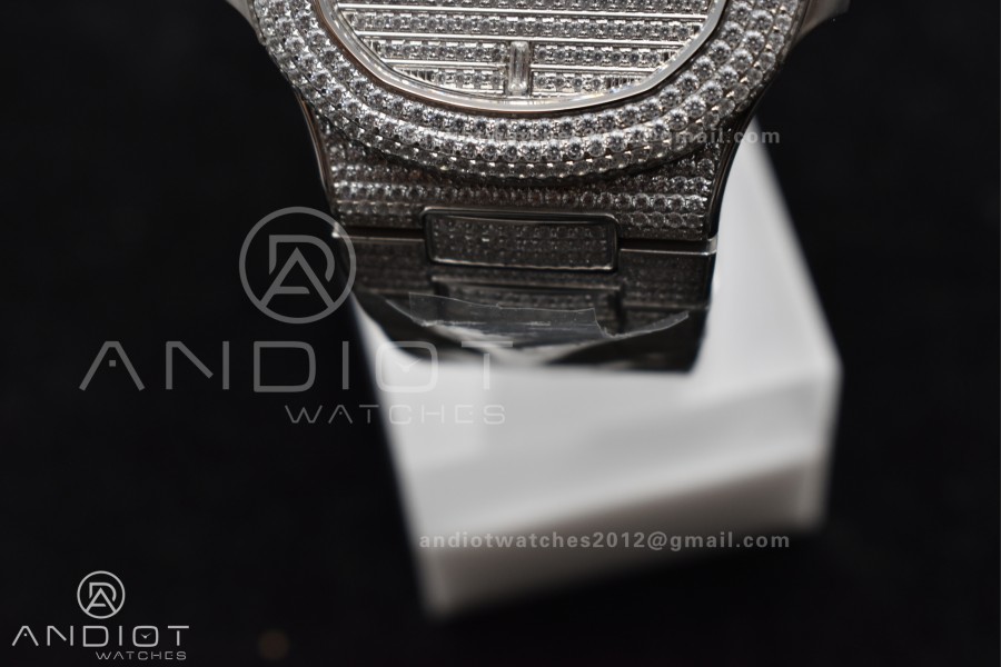 Nautilus 5711 SS TWF Full Diamonds Bezel & Dial on Diamonds Bracelet A324