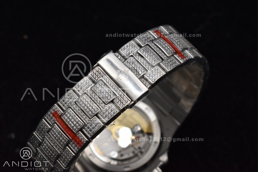 Nautilus 5711 SS TWF Full Diamonds Bezel & Dial on Diamonds Bracelet A324