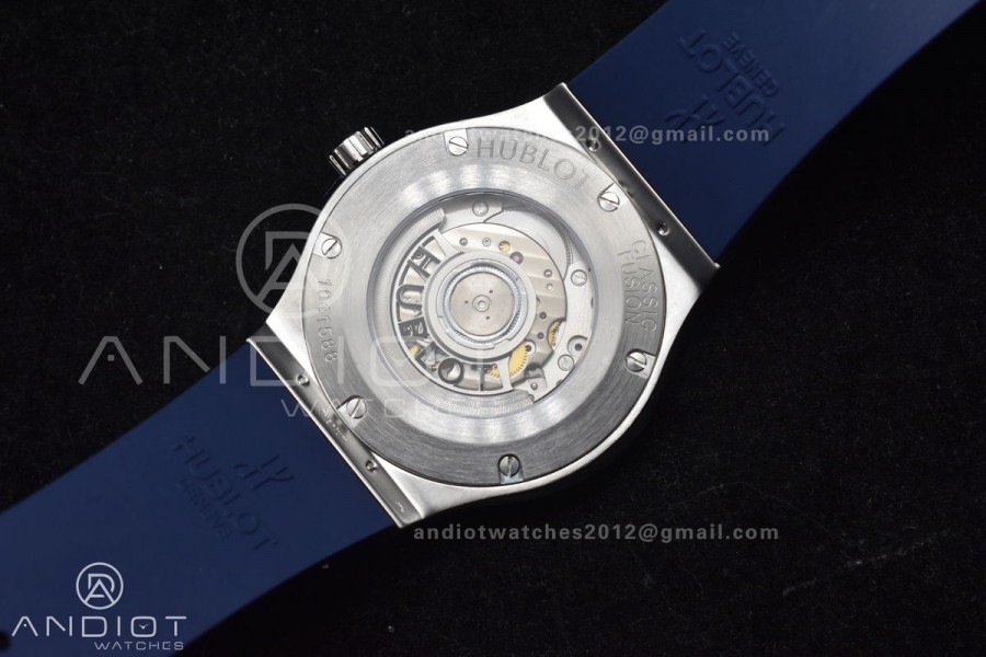 Classic Fusion 45mm SS HBF 1:1 Best Edition Blue Dial On Blue Gummy Strap A2892