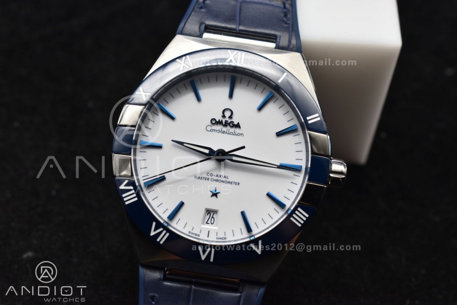 Constellation Blue Ceramic SS VSF 1:1 Best Edition White Dial on Blue Gummy Strap A8900 Super Clone