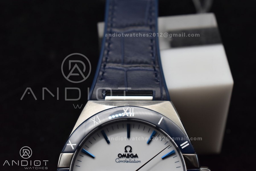 Constellation Blue Ceramic SS VSF 1:1 Best Edition White Dial on Blue Gummy Strap A8900 Super Clone