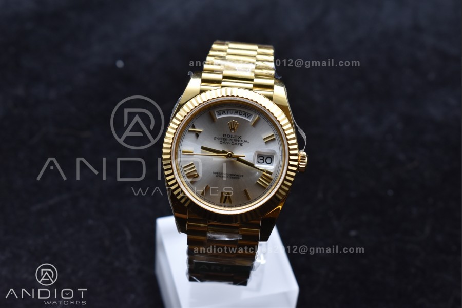 Day Date 40 YG 228238 ARF 1:1 Best Edition Silver Roman Dial On President Bracelet VR3255 (Gain Weight)