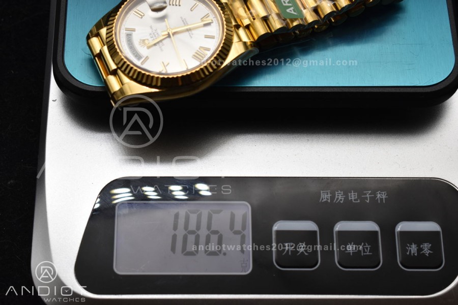 Day Date 40 YG 228238 ARF 1:1 Best Edition Silver Roman Dial On President Bracelet VR3255 (Gain Weight)