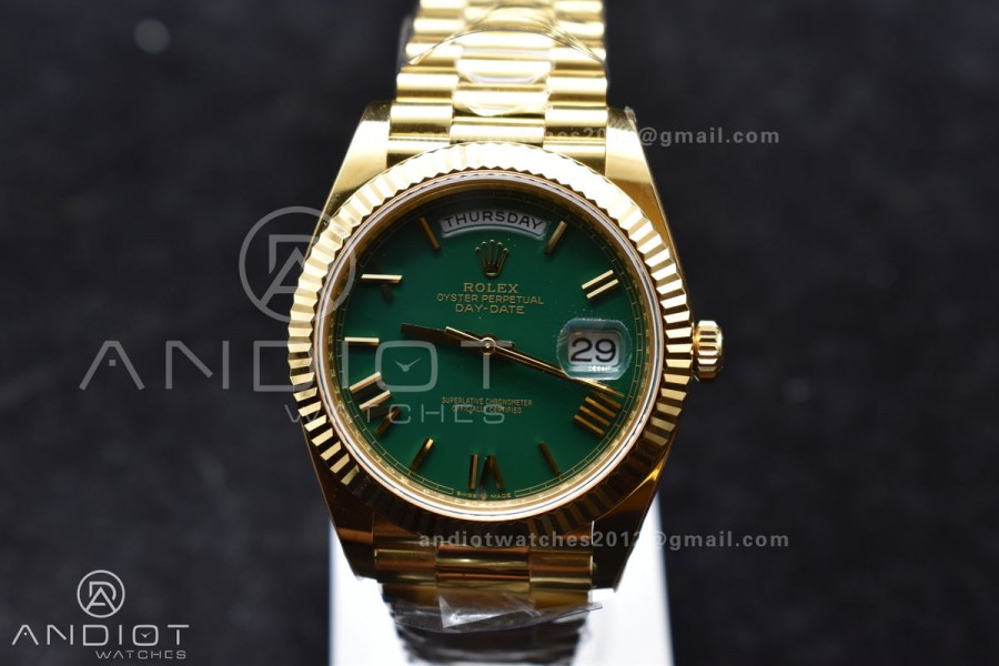 Day Date 40 YG 228238 ARF 1:1 Best Edition Green Roman Dial on President Bracelet VR3255 (Gain Weight)