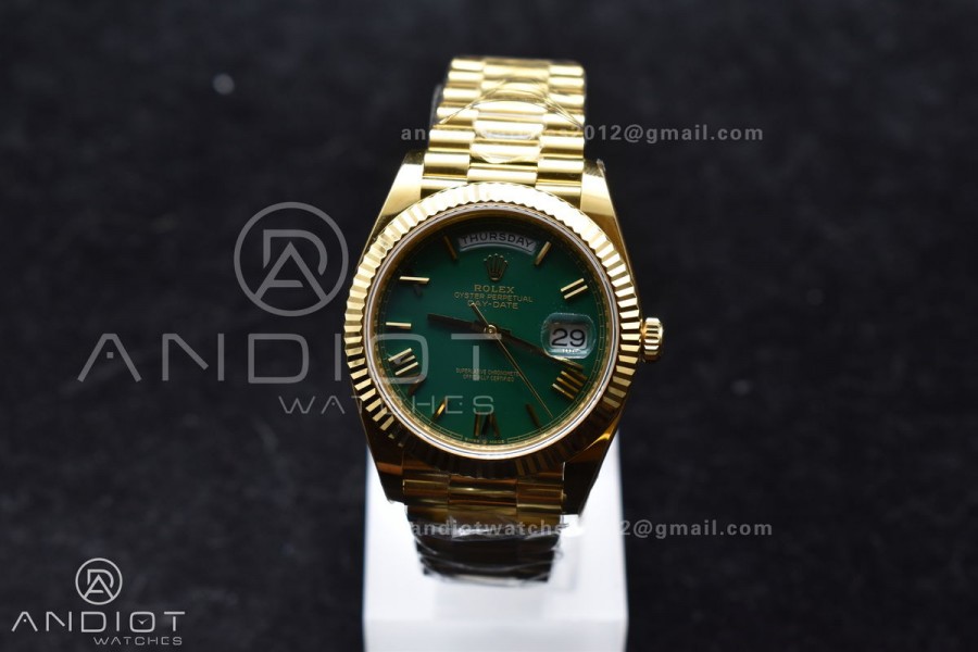 Day Date 40 YG 228238 ARF 1:1 Best Edition Green Roman Dial on President Bracelet VR3255 (Gain Weight)