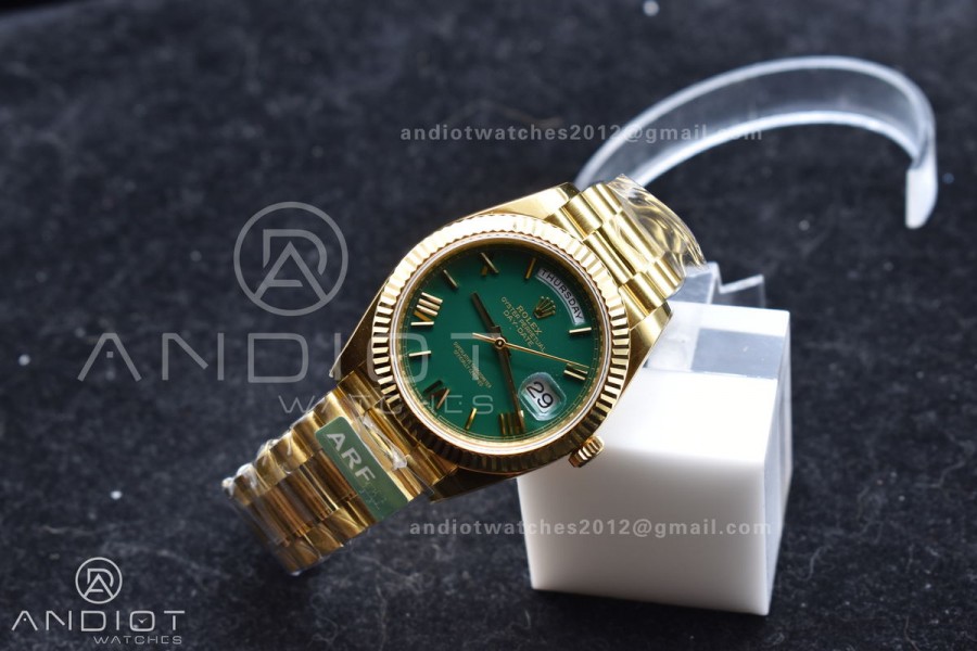 Day Date 40 YG 228238 ARF 1:1 Best Edition Green Roman Dial on President Bracelet VR3255 (Gain Weight)