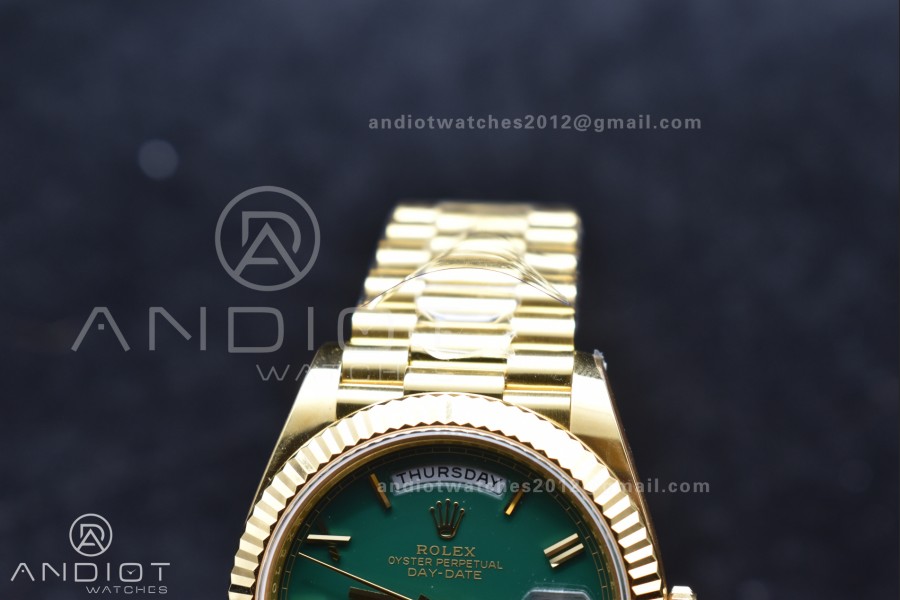 Day Date 40 YG 228238 ARF 1:1 Best Edition Green Roman Dial on President Bracelet VR3255 (Gain Weight)