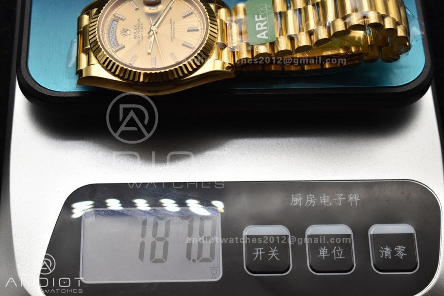 Day Date 40 YG 228238 ARF 1:1 Best Edition Gold Stick Dial On President Bracelet VR3255 (Gain Weight)