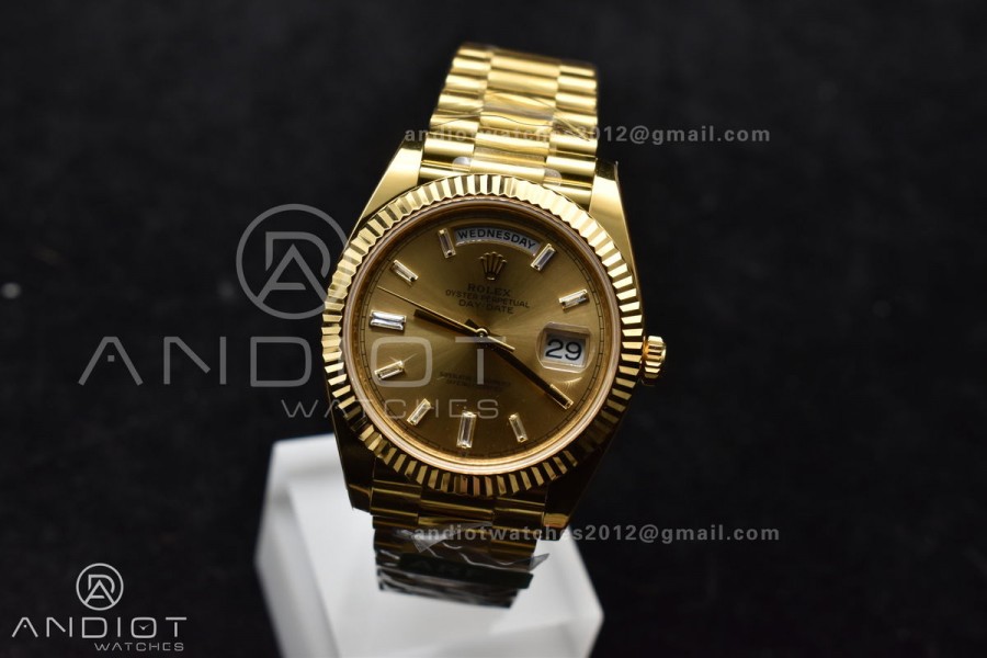 Day Date 40 YG 228238 ARF 1:1 Best Edition Gold Crystal Dial On President Bracelet VR3255 (Gain Weight)