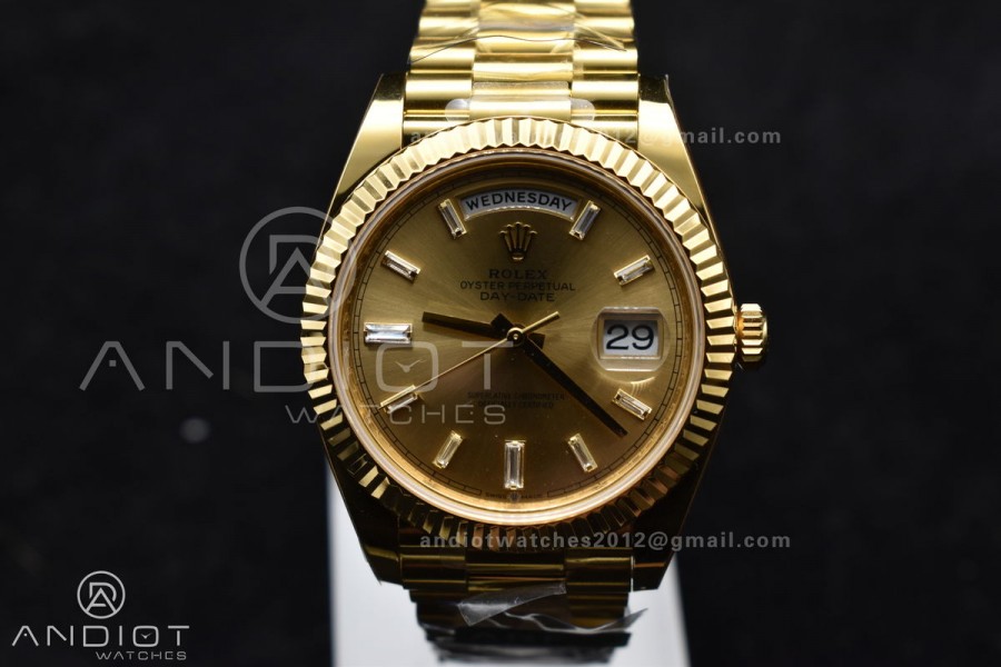 Day Date 40 YG 228238 ARF 1:1 Best Edition Gold Crystal Dial On President Bracelet VR3255 (Gain Weight)