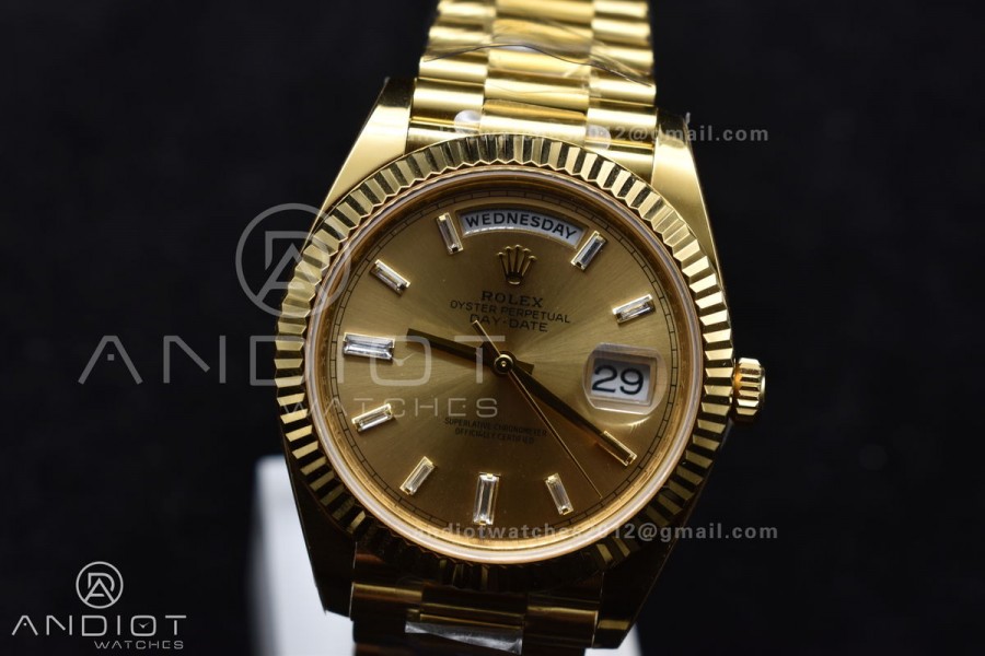 Day Date 40 YG 228238 ARF 1:1 Best Edition Gold Crystal Dial On President Bracelet VR3255 (Gain Weight)