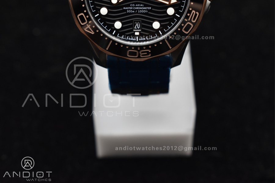 Seamaster Diver 300M SS/RG VSF 1:1 Best Edition Black Ceramic Black Dial on SS Bracelet A8800