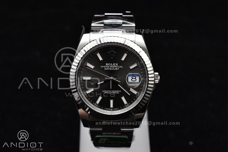 DateJust 41 126334 C+F 1:1 Best Edition 904L Steel Gray Dial on SS Oyster Bracelet VR3235