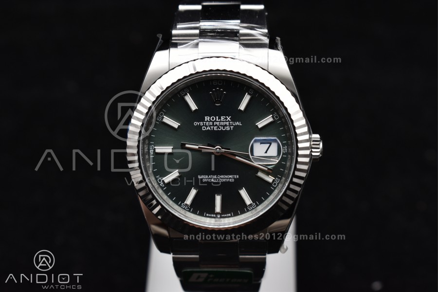 DateJust 41 126334 C+F 1:1 Best Edition 904L Steel Green Dial on SS Oyster Bracelet VR3235