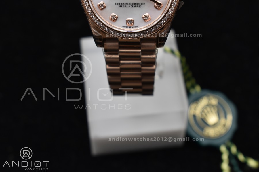 DateJust 31 Ladies 278275 GSF 316L Steel MOP Diamond Dial On Full RG Case and President Sytle Bracelet