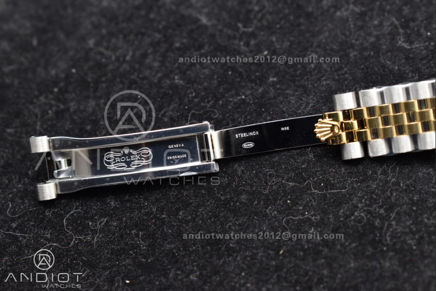 DateJust 31 Ladies 278273 GSF 316L Steel Black Dial Stick Markers on YG President Bracelet