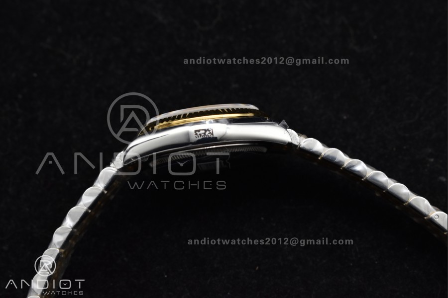 DateJust 31 Ladies 278273 GSF 316L Steel Black Dial Stick Markers on YG President Bracelet